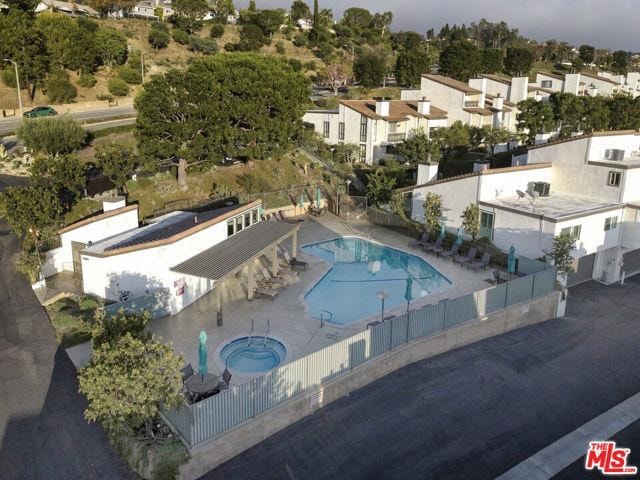 Community pool and spa aerial view